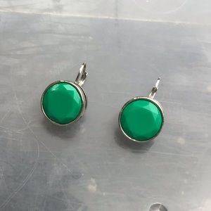 LOFT Green silver metal dangle earrings OS new